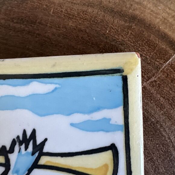 CEDOLESA Art Tile Made in Spain Man with Flute 6" x 6" Colorful Painted - Picture 4 of 8